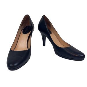Cole Haan Nike Air Black Leather Pumps Size 9.5 Platform Dress Heels Work Formal